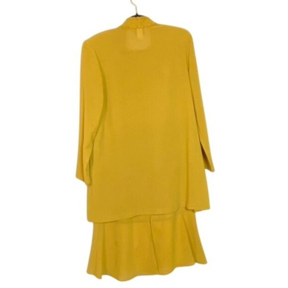 Vintage Sara Max Collection Golden Chartreuse 3-Piece Midi Length M Set Modest - Picture 2 of 9